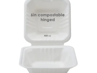 6in compostable hinged 400 cs